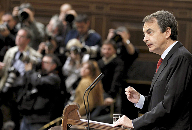 El presidente Rodrguez Zapatero, en su comparecencia en el Congreso. | Efe