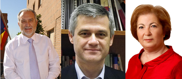 Esteban Parro (PP), David Lucas (PSOE) y Dolores Ruiz (IU)