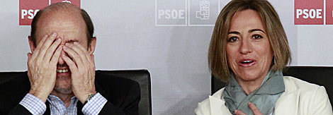 Rubalcaba y Chacón, durante el Comité Federal. | Reuters