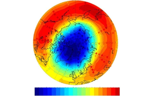 Temperatura del rtico cuando comenz empez a disminuir el ozono. | KIT