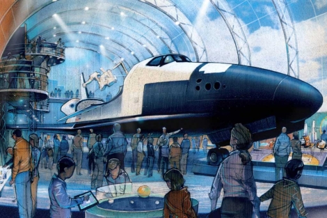 Recreación de la instalación que acogerá el 'Enterprise' en el Museo del Espacio de Nueva York.