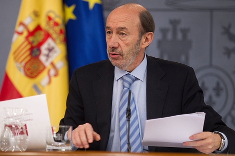 Alfredo Prez Rubalcaba, en la rueda de prensa posterior al Consejo de Ministros. | Alberto Cullar