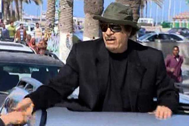 Imagen de la televisin estatal libia de Gadafi, ayer, en Trpoli.| Efe