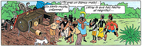 Una vieta de 'Tintin en el Congo'