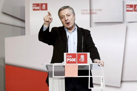 José Blanco, responsable de la política de Vivienda, durante un mitin en Pamplona, este fin de semana. | Efe