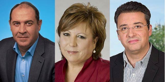 Jos Carlos Boza (PP), Margarita Garca (PSOE) y Javier Gmez (IU)