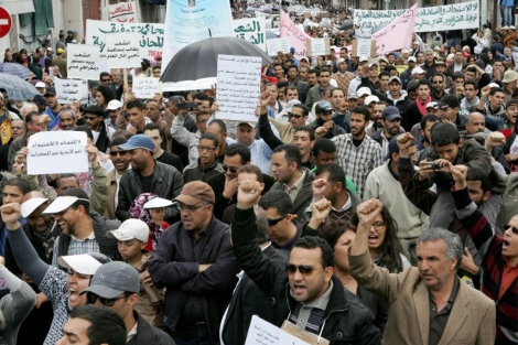 Cientos de personas claman contra la corrupcin en Casablanca. | AP