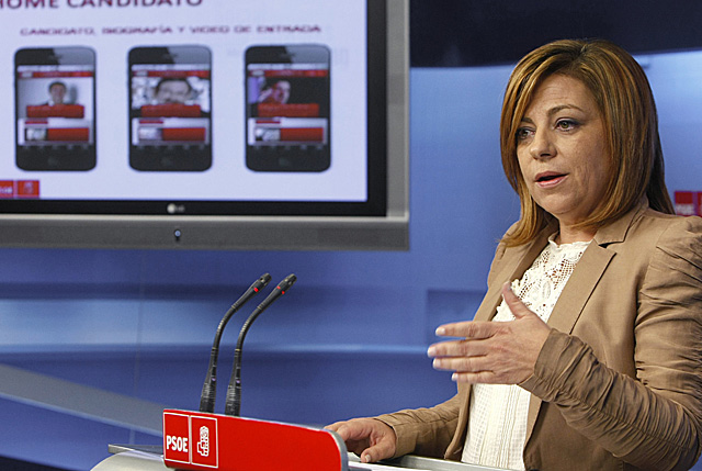 Elena Valenciano, portavoz del Comit Electoral del PSOE, al presentar la campaa. | Efe