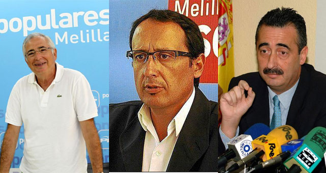De izqda. a dcha., Imbroda (PP), Dionisio Muoz (PSOE), Ignacio Velzquez (PPL). | EL MUNDO