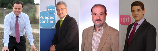 De izquierda a derecha: ngel Viveros (PSOE), Ral Lpez (PP), Pedro San Frutos (IU) y Emilio Fayos (UPyD)
