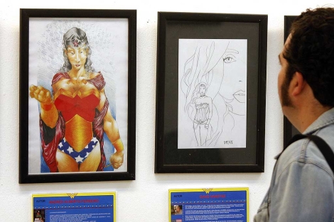 Uno de los dibujos de Wonder Woman expuestos en el saln. | Elisabeth Domnguez