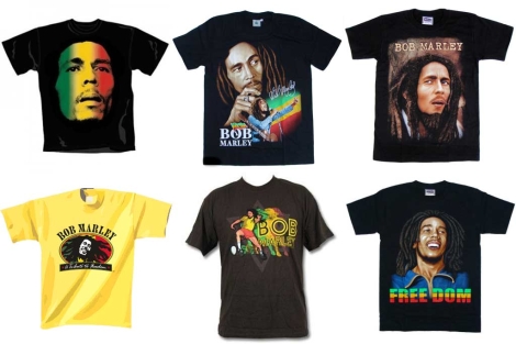 Seis camisetas dedicadas a Bob Marley.