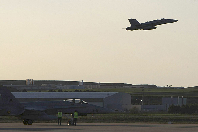 Algunos de los F-18 espaoles que participan en la operacin en Libia. | Ministerio de Defensa