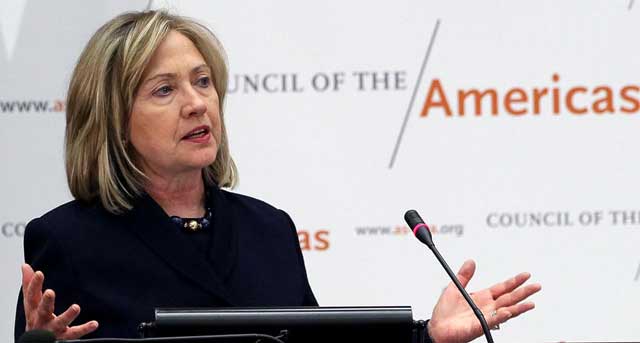 Hillary Clinton, durante una reciente rueda de prensa en Washington. | Afp