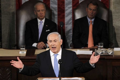 El primer ministro israel, Benjamin Netanyahu, en el Congreso de EEUU. | Reuters