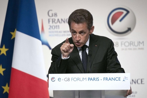 Nicolas Sarkozy durante su intervención en eG8. | Afp