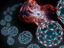 Recreación de fullerenos en el espacio. | NASA.