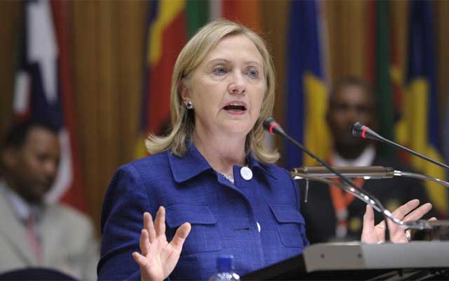 La secretaria de Estado de EEUU, Hillary Clinton durante una conferencia en la sede de la Unin Africana. | Afp