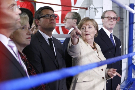 La canciller alemana, Angela Merkel, en un evento de boxeo. | Reuters