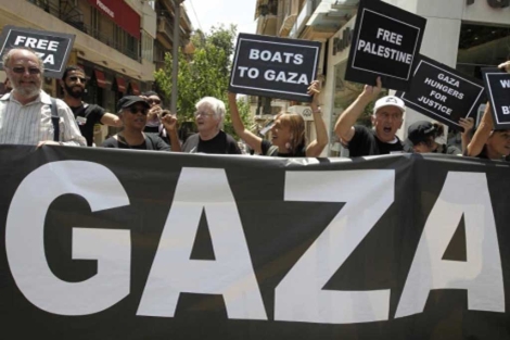 Activistas norteamericanos se manifiestan en Atenas en defensa de Gaza. | Ap