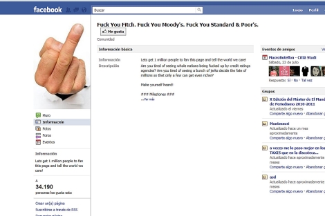Reaccin contra Moody's en la red social Facebook