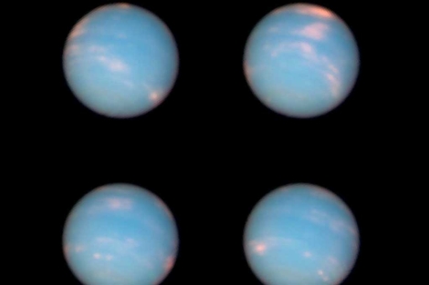 Cuatro planos de Neptuno tomados por el Hubble, el telescopio de la NASA.| NASA