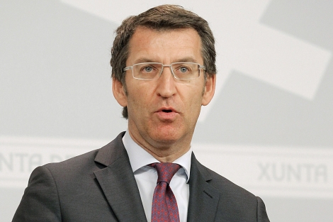 El presidente gallego, en la rueda de prensa del Consello de la Xunta. | Efe