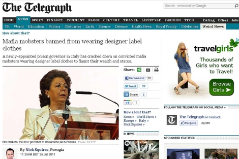 Pantalla de The Telegraph con el error.