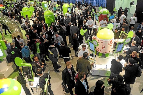 Stand de Android en la Feria Mobile World Congress 2011 celebrada en Barcelona. | ELMUNDO.es