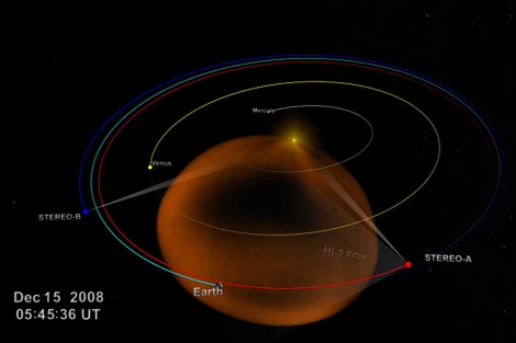 La zona naranja representa una eyeccin de masa coronal. | NASA.
