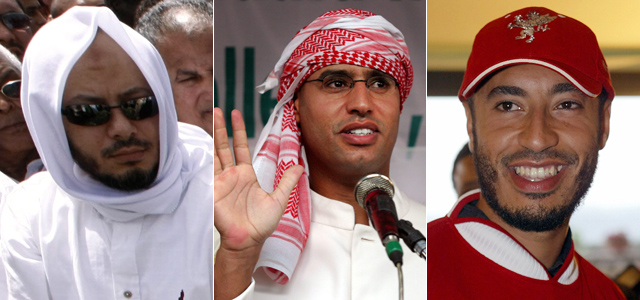 Mohammed (izquierda), Saif al Islam (centro) y Saadi (derecha). | Afp | Efe | Reuters