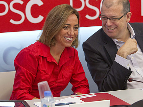 Carme Chacn, en la reunin de este lunes de los socialistas catalanes. | Efe/Toni Garriga