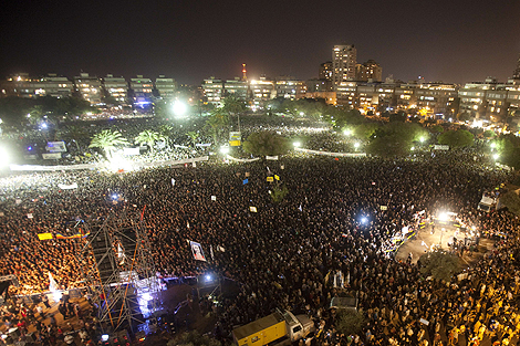 El centro de Tel Aviv, colapsado por los manifestantes. | Afp
