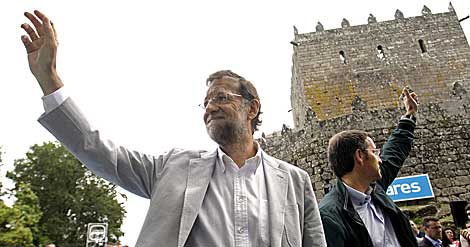 Rajoy, ayer, en el imponente castillo medieval de Soutomaior. | Rosa Gonzlez