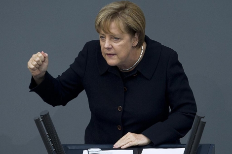 Angela Merkel, canciller alemana, durante su discurso en el Parlamento. | Markus Schreiber