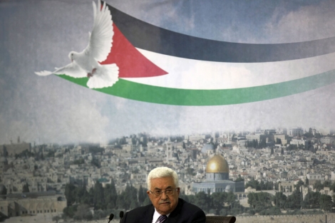 El presidente palestino, Abu Mazen, durante una conferencia en Ramala. | Efe