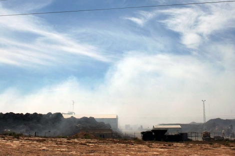 Humon provocado por el fuego en una planta de residuos vetales de Almera. | M.C.