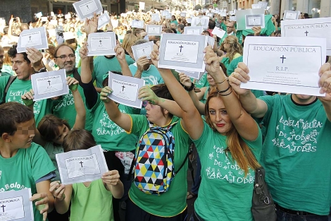 Protesta de profesores y alumnos, este domingo en Madrid. | Sergio Gonzlez