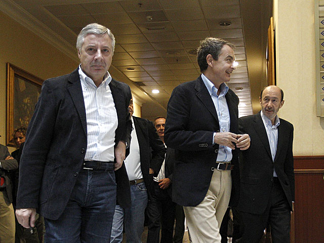 Blanco, Zapatero y Rubalcaba, a su llegada al Comit Federal del PSOE. | Ballesteros | Efe