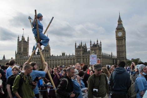 La movilizacin se ha concentrado frente al Parlamento britnico. | Foto: C. F.