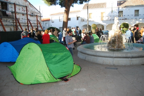 Trabajadores acampados en Parla