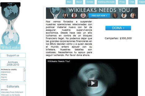 La pgina web de WikiLeaks que anuncia su cierre