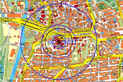 Mapa de situacin difundido por el Ayuntamiento de Halle.