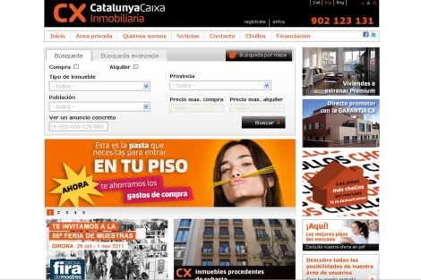 Captura de pantalla de CatalunyaCaixa inmobiliaria.