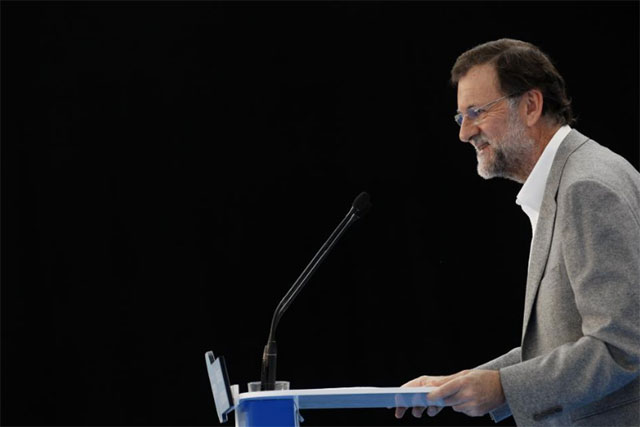 Rajoy, durante el almuerzo-mitin de ayer en A Corua. | Diego Crespo