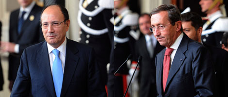 Schifani y Fini, tras reunirse con Giorgio Napolitano. | Efe