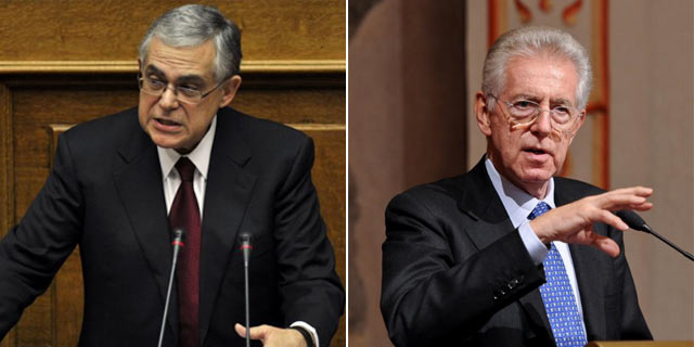 Lucas Papademos y Mario Monti, nuevos primeros ministros de Grecia e Italia. | Afp