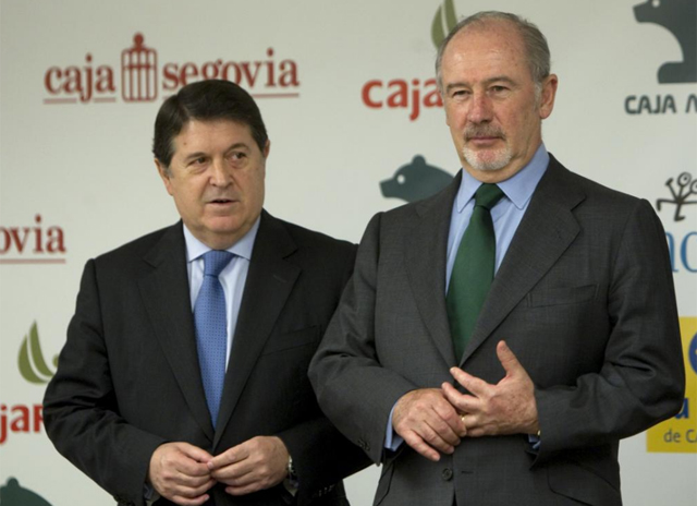 El ex presidente de Banco de Valencia y vicepresidente de Bankia, José Luis Olivas (i), junto a Rodrigo Rato. | EL MUNDO