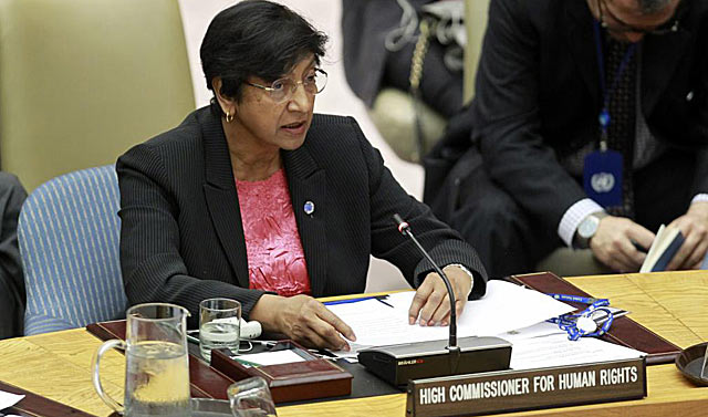 La Alta Comisionada Navi Pillay, durante una intervencin en Naciones Unidas. | Efe