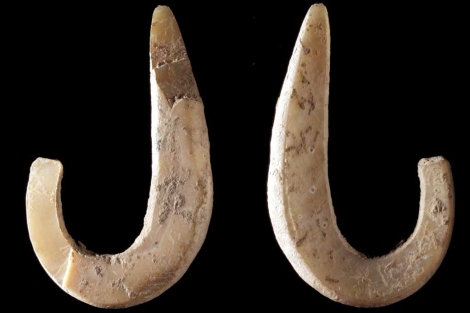 Uno de loas anzuelos realizados con conchas en el Pleistoceno. | 'Science'